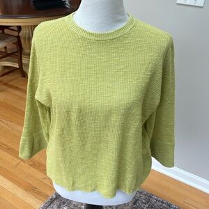 Eileen Fisher | Lime Green linen + cotton Crew Neck Sweater, Sz S